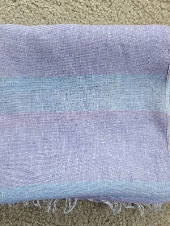 Linen Scarf With Faded Spot/Discoloration Blue & Lavender - Picture 2 of 9
